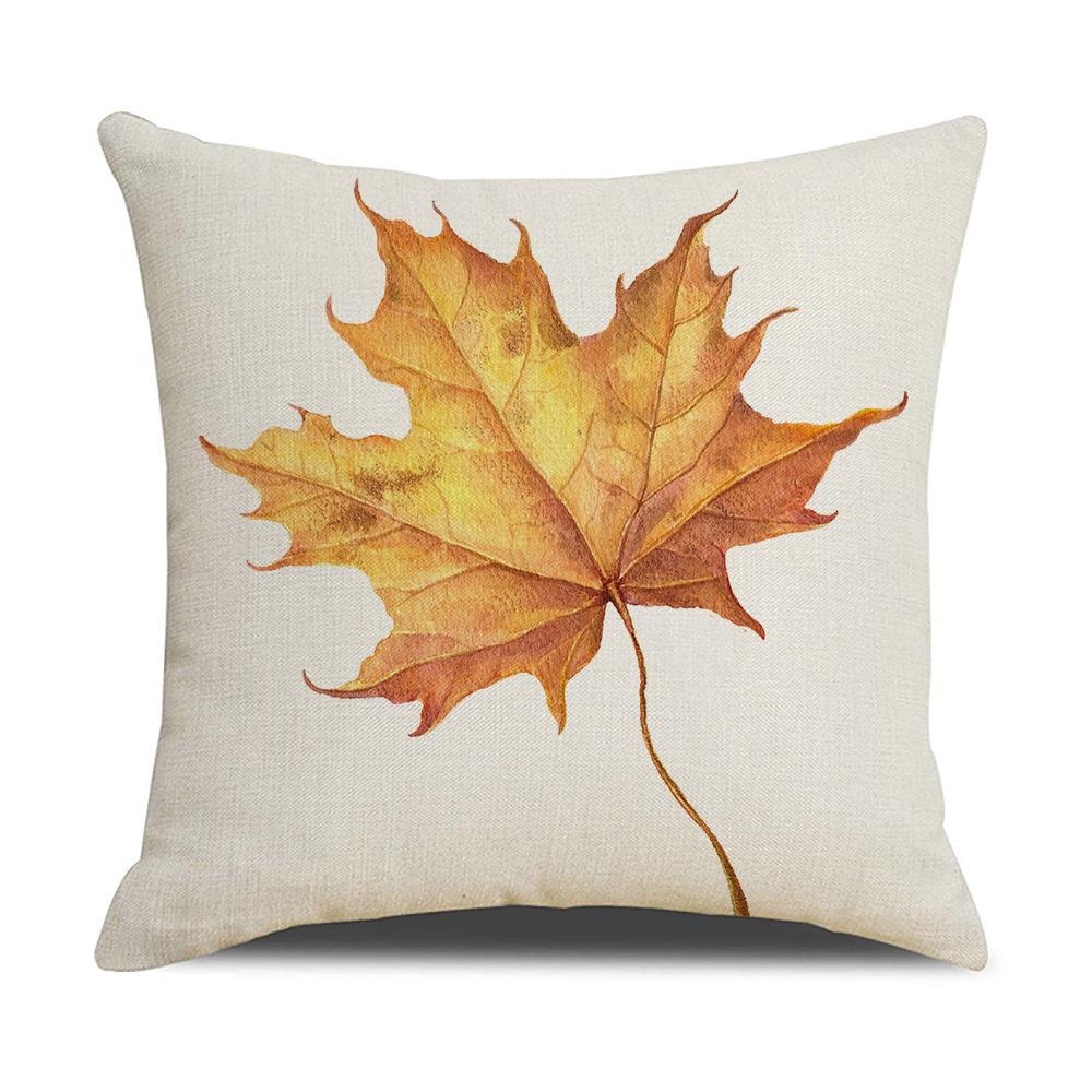 New Pumpkin Maple Leaf Autumn Thanksgiving Pillow Ins Nordic Linen Cushion Cushion Cover Home Products