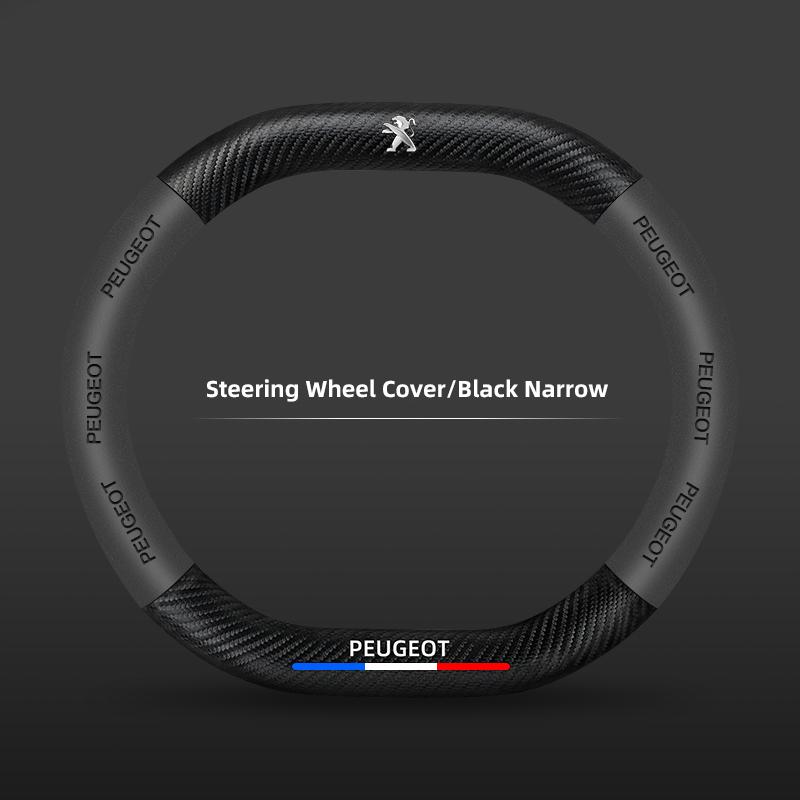Car Interior Leather Carbon Fiber Steering Wheel Cover Non-slip For Peugeot 408 4008 308 3008 Rifter 5008 508 2008 208 301 RCZ