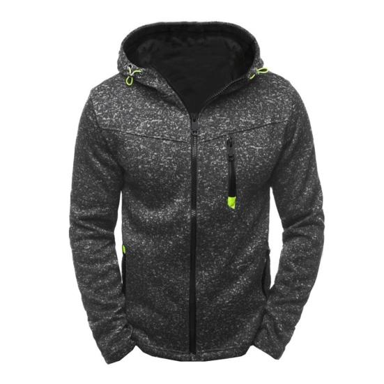 Men Hoodie Zipper Warm Solid Color Winter Men Fleece Hooded Sweatshirt Pullover for Daily Wear