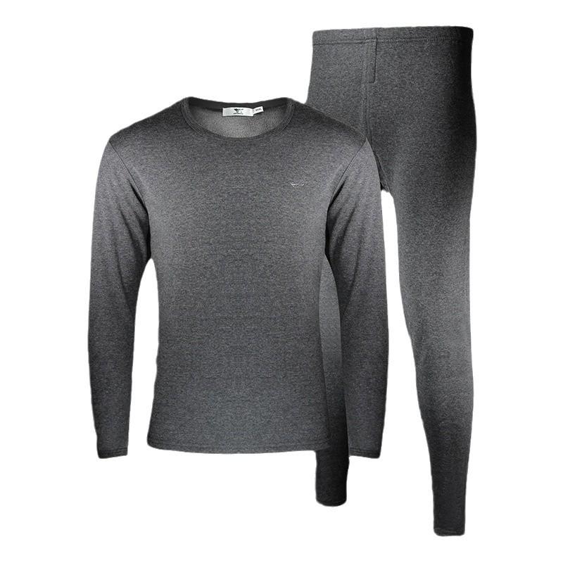 Septwolves Men's Velvet Thick Thermal Underwear Set, Autumn/Winter, Round Neck, Cold-Proof.