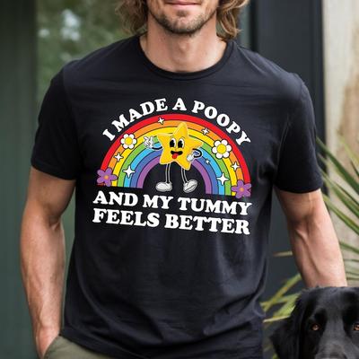 Funny Poopy Tummy Relief Printed Oneck Shirt Inappropriate Humor Allmatch Aesthetic Streetwear Shortsleev Casual Loose Tee
