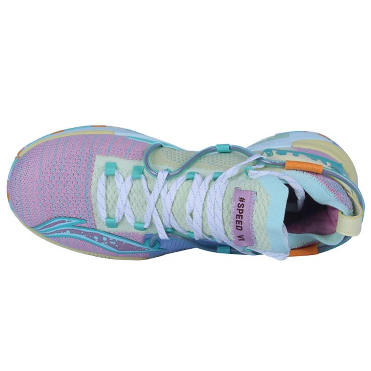 Li Ning Speed 6 Comfortable Cushioning Slip Resistant Abrasion Resistant High top Basketball Shoes Men's Blue Pink ABAP071-V
