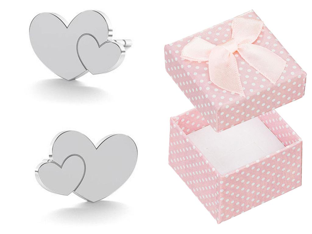 Silver Earrings Women's Hearts Studs Plates Little Hearts Heart Little Heart