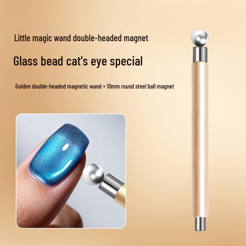 Double-Ended Multi-Functional Cat Eye Nail Art Magnet with Wide French Glass Beads