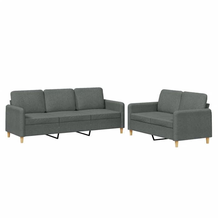 VidaXL Ensemble de canapés 2 pcs avec coussins Gris foncé Tissu 3202119