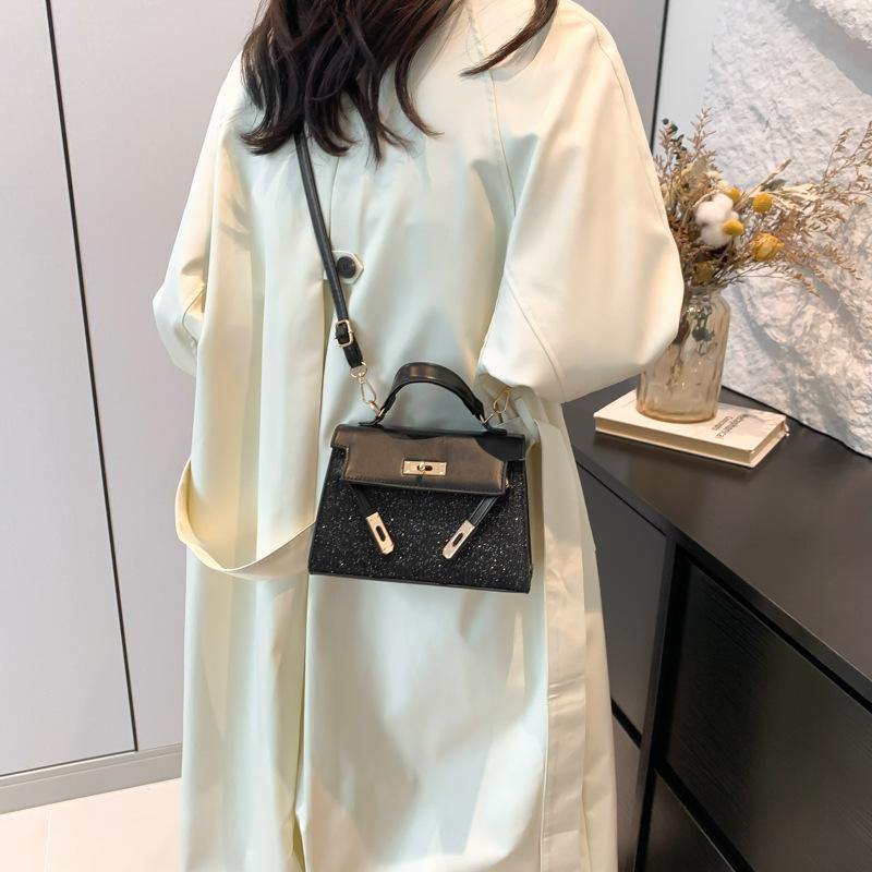 Sequin small bag women's 2025 autumn new high-end small square bag gold silk embroidery thread high-value shoulder messenger bag