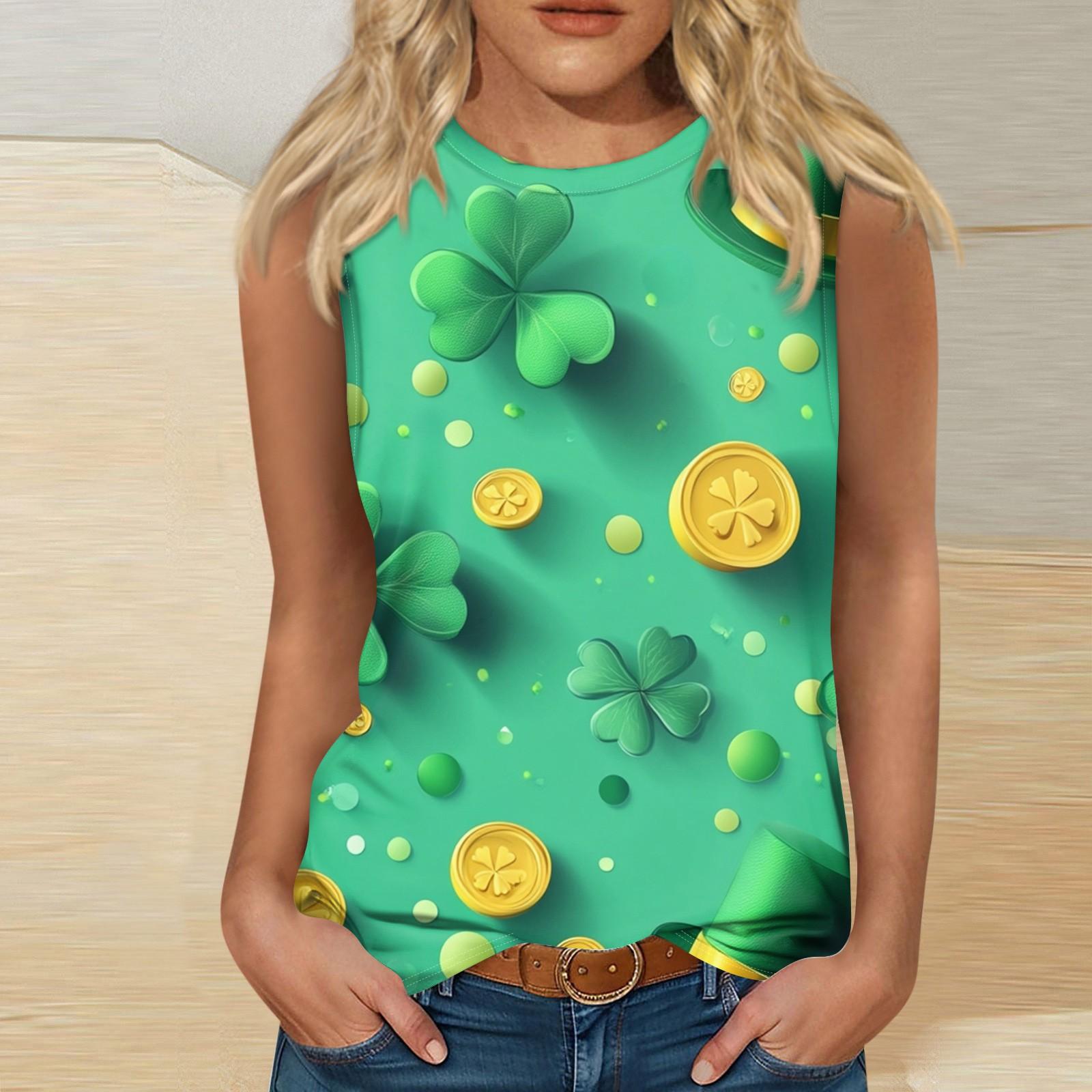 

Жіночі повсякденні туніки, які можна носити з легінсами без рукавів Літні принти Сорочки Майки Блузки XXL