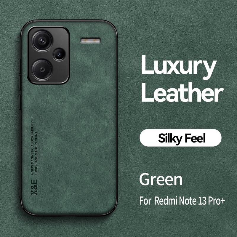 

Luxury Leather Case For Redmi Note 13 12 Pro Plus 13C Cover With Metal Plate Support Car Hold Redmi Note12 ProPlus