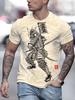Mens Graphic Novelty Crew Neck Short Sleeve T-Shirt - Vibrant Anime Dragon Samurai All Over Print Polyester Fabric Casual Summer