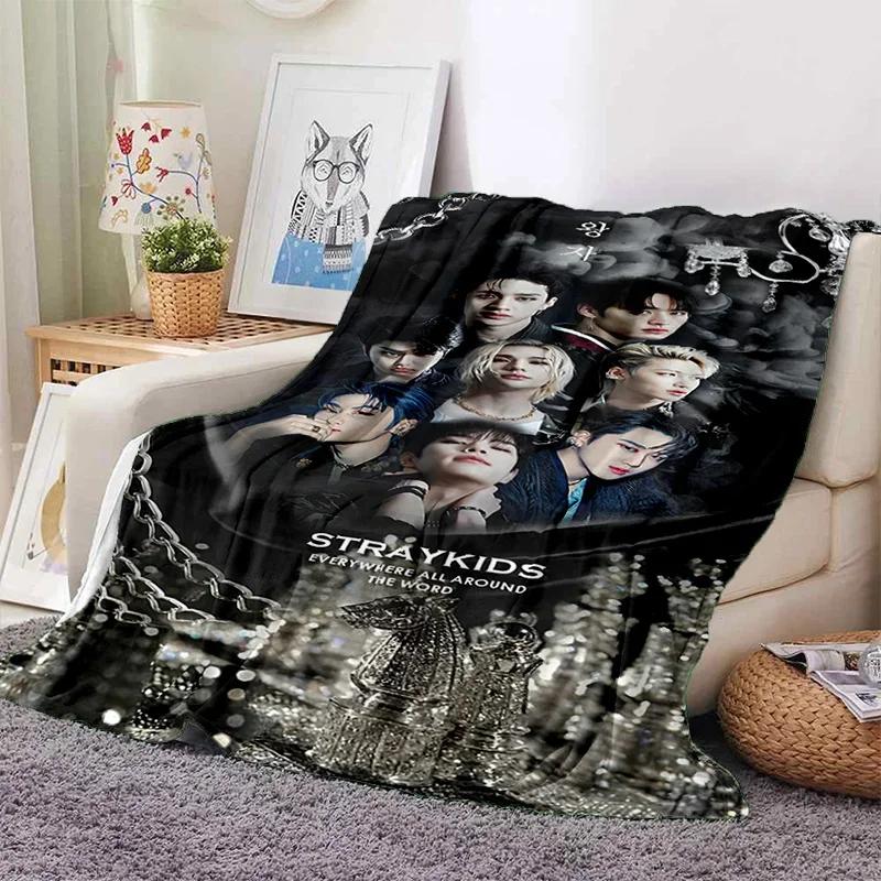 Korea Kpop Stray Kids 3D Singer Soft Flannel Blanket for Beds Bedroom Sofa Picnic,Throw Blanket for Cover Outdoors Leisure Gift