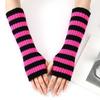 Mehrfarbige gestreifte Wollhandschuhe für Herbst und Winter Mittellang Fingerlos Warm und modisch Gestrickte Armstulpen für Damen