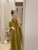 Women's French Linen Pleated Smock Dress