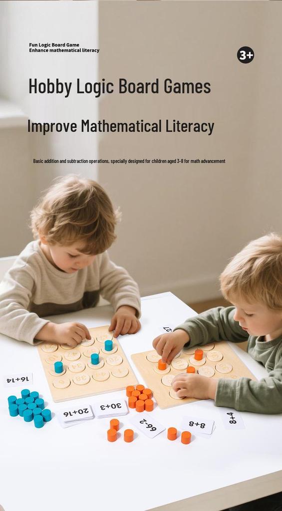 Kids' Arithmetic Battle Board: Fun Addition & Subtraction Game with Blocks for Early Learning