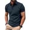 Men's Solid Color Button Short-Sleeve Polo Shirt