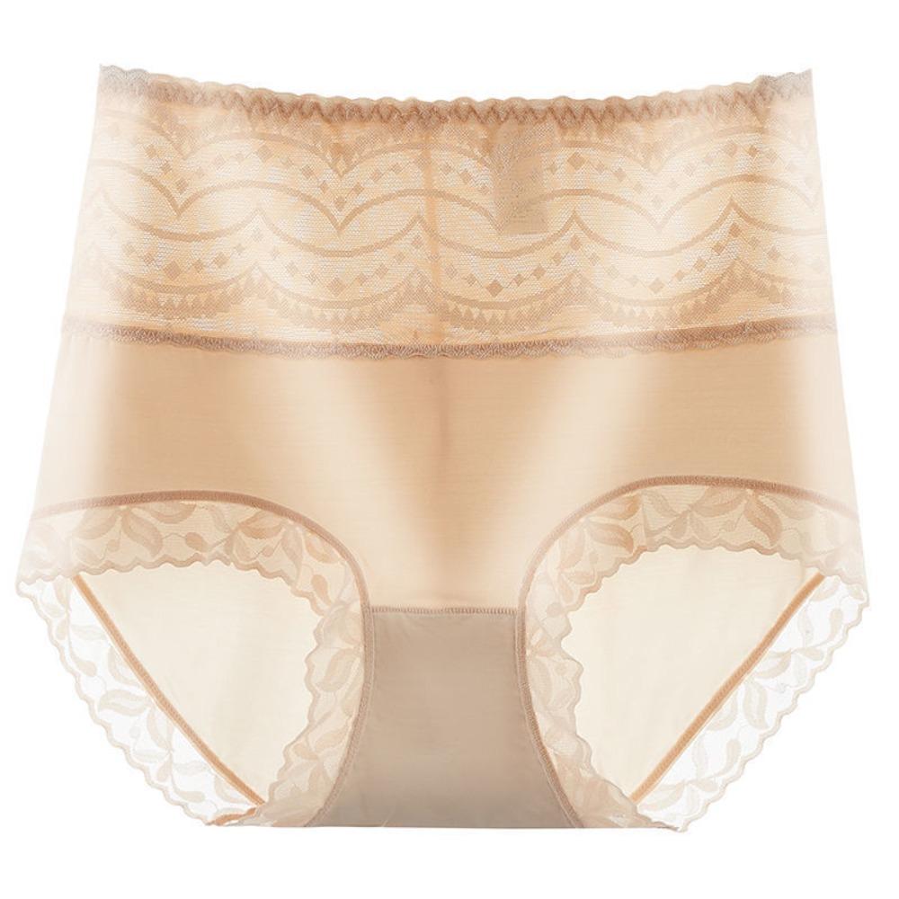 High Waist Lace Seamless Briefs Thin Tummy Control Underwear Elastic Slimming Underpants  Lady