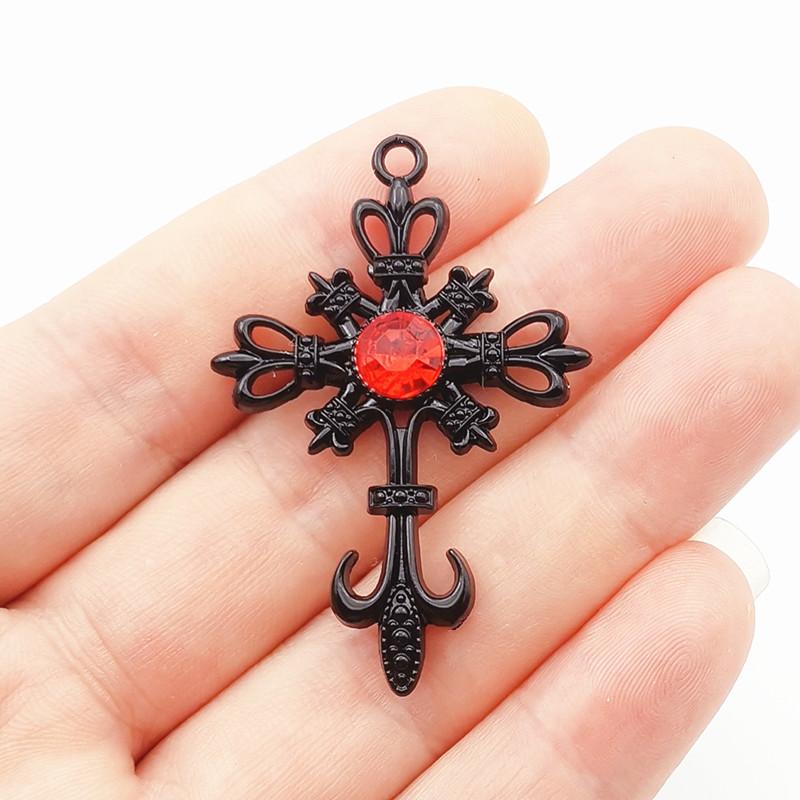 4pcs 53*35mm Ornate Gothic Cross Pendant Crystal Cross Charms Pendant Designer Charms Fit Jewelry Making DIY Jewelry Findings