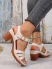 Large Size Fashion Thick Heel Light Word with Sandals Women's Summer 2025 New TEUM Sandals Women