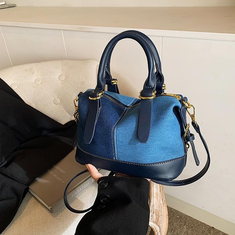 Denim winter personalized simple women's bag large capacity new women's commuter bag contrasting color Korean version handbag