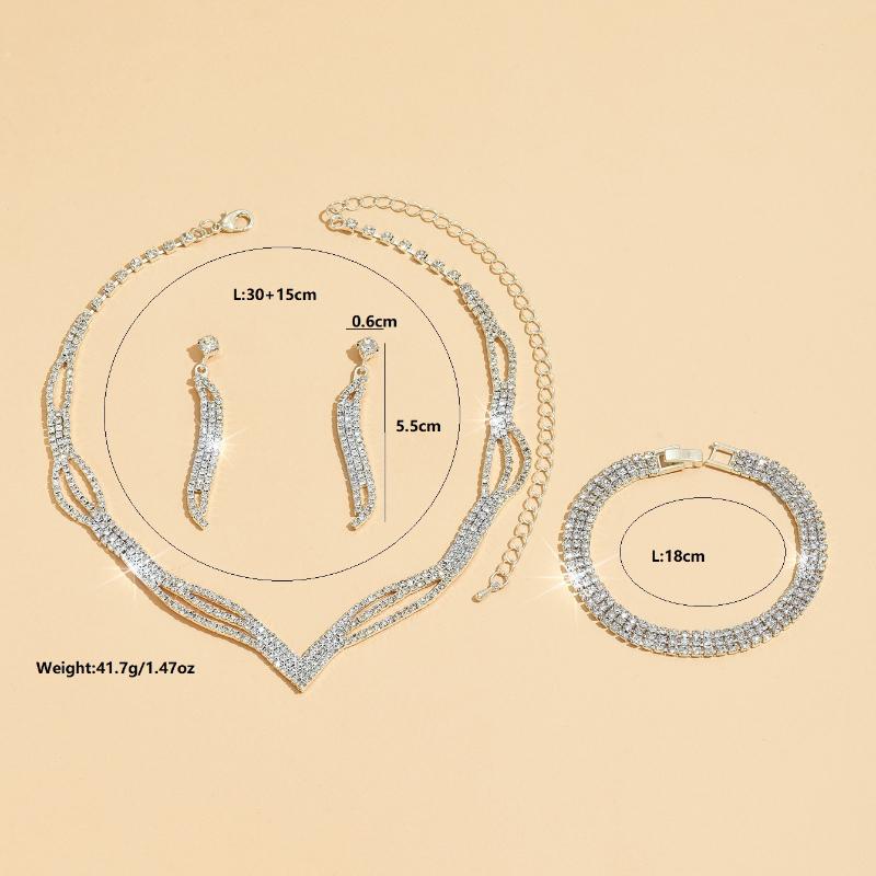 BLINGBAY Smykkesett for kvinner Søtt Romantisk Mote Bryllup Elegante Tilbehør Øredobber Halskjede Armbånd Sett Jenter Moderne Smykker Gave