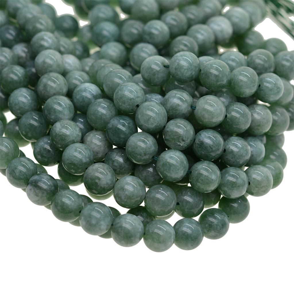Malay Jade Green Jewelry Making Loose Round Beads 15 Inch 10mm