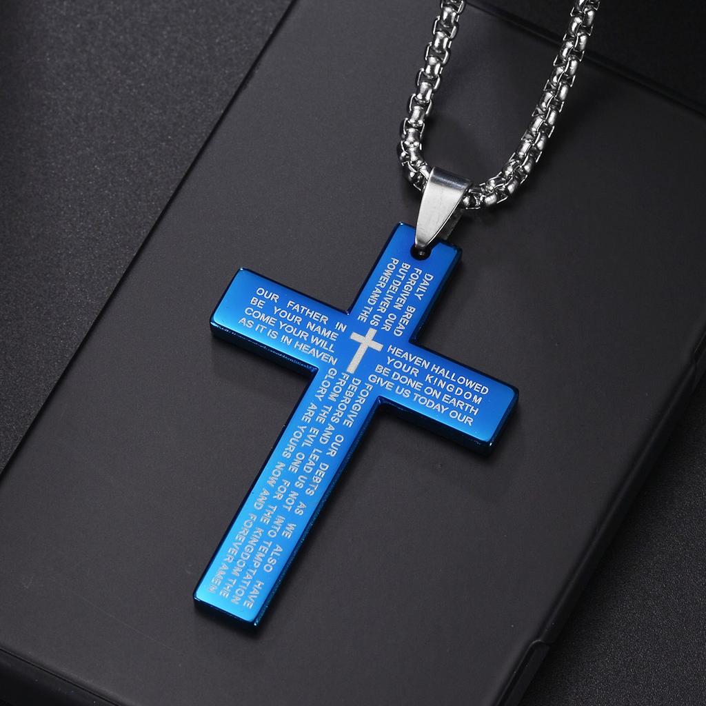 Christian Jesus Cross Necklace for Women Men Stainless Steel Chains Choker Religion Pendants Jewelry Prayer Baptism Gift