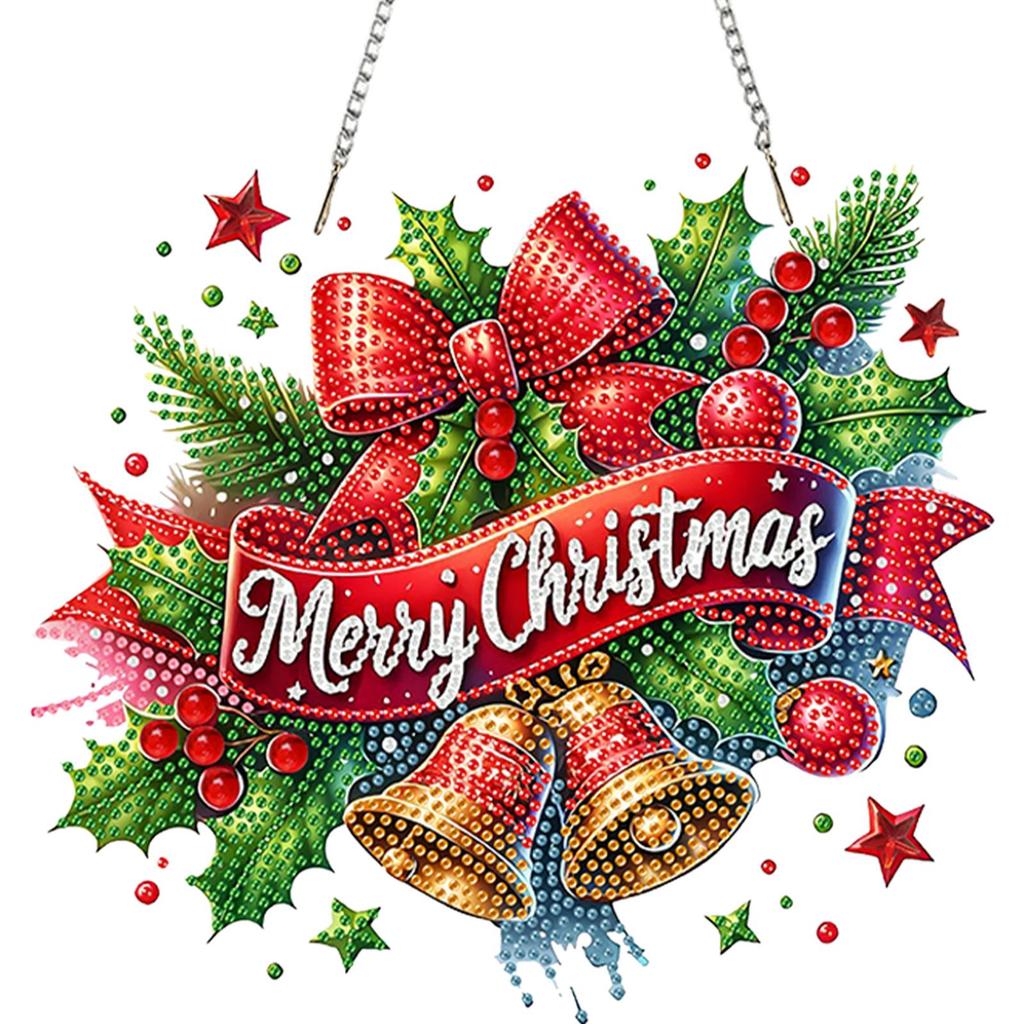 Weihnachtsthema 2D/Flach DIY Strassstein Diamantmalerei Fensteranhänger Spezielle Form Diamantmalerei Anhänger Heimwanddekoration Bastelarbeiten