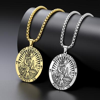 Dreamtimes Patron Saint Pendant Necklace St Christopher St Benedict Archangel for Men Women Catholic Medals Amulet Jewelry Gift