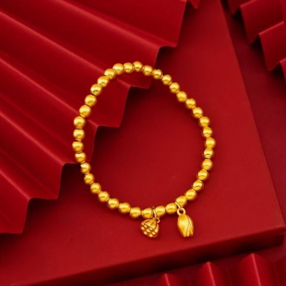 Historical Sand Gold Imitation Bracelet: Two-Piece Elegant Fashion Set