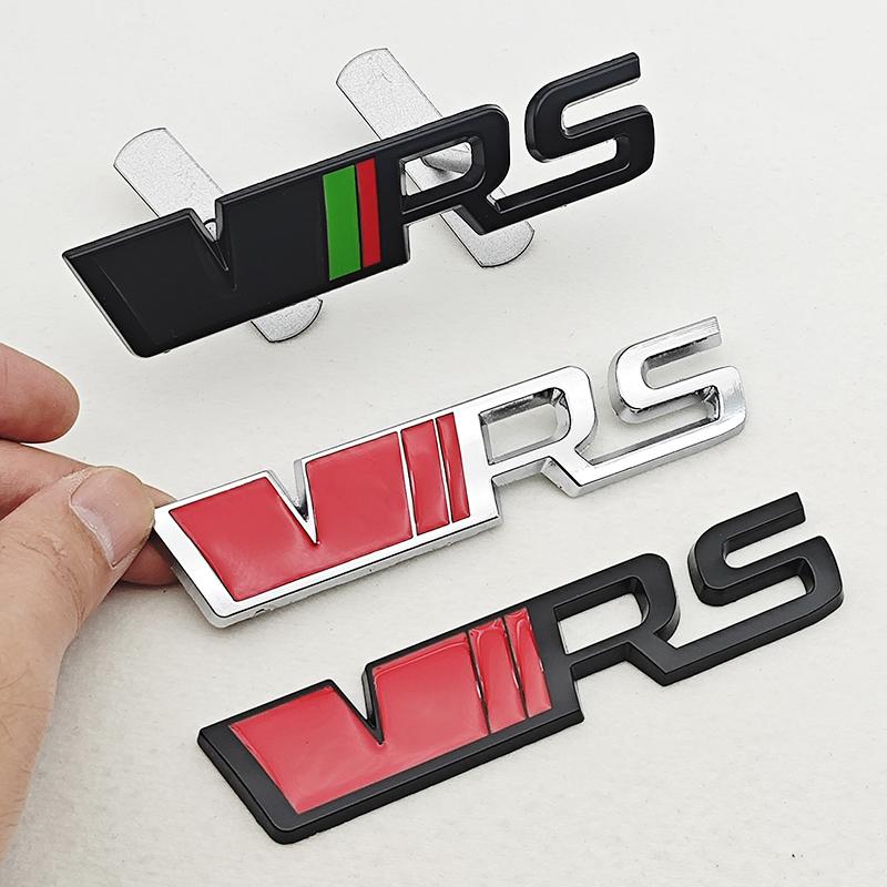 QPZF2 3D Metal Logo VRS Sticker Letters Emblem Car Front Grille Fender Side Trunk Badge For Skoda RS VRS Stickers Accessories