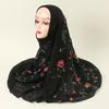 Novo Lenço Hijab de Algodão Bordado Para Mulheres Foulard Elegante Flor Longo Lenço de Cabeça Lenços Bandana Hijab Muçulmano Xale Viagem
