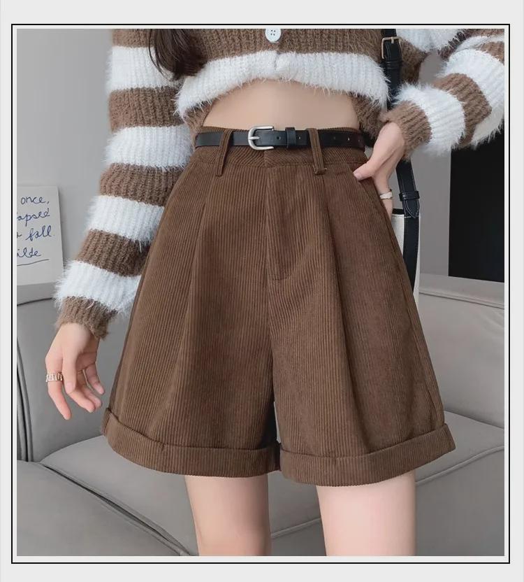 Maillard Women's High Waist Coffee Corduroy A-Line Shorts for Autumn & Winter