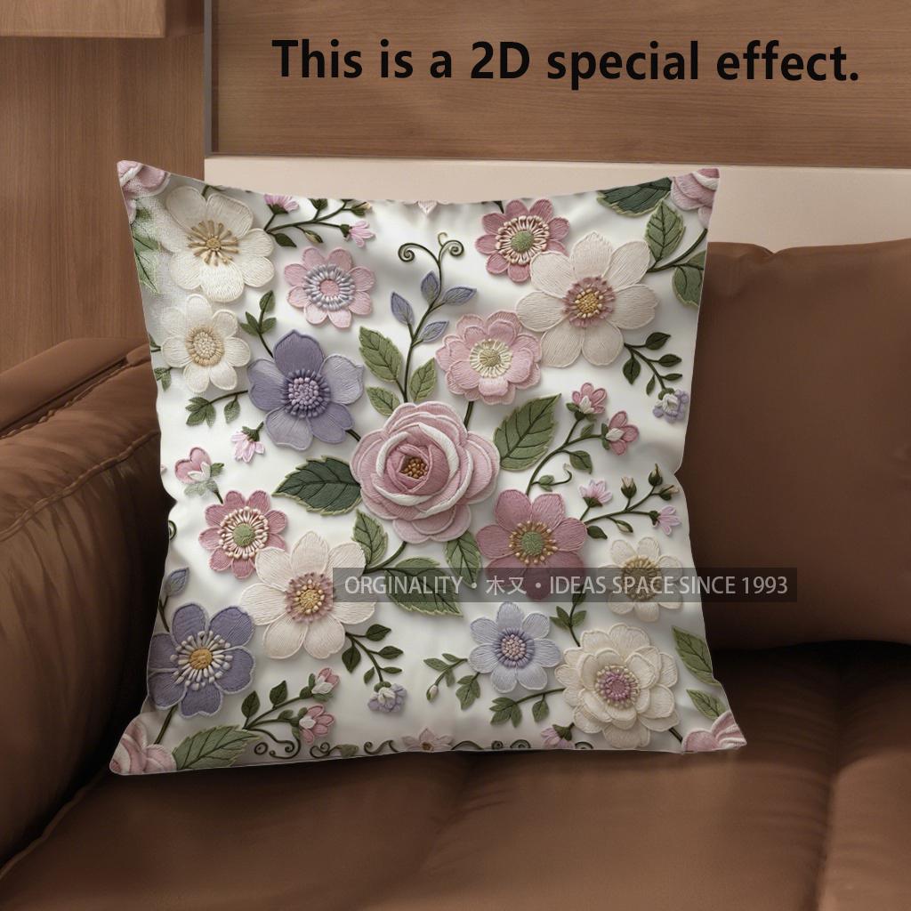 2D Boho Vintage Floral Throw Pillow Cases** Pattern Cushion Cover Suitable For Sofa Bedroom Car Pillow Cover