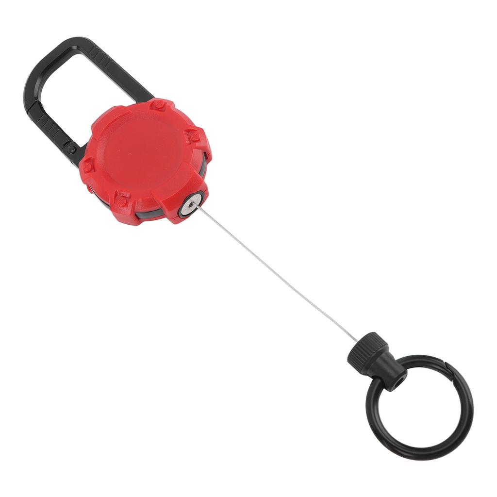 Magnetischer Einziehbarer Schlüsselanhänger Edelstahldraht Easy Pull Schnalle Karabiner Schlüsselanhänger Rot