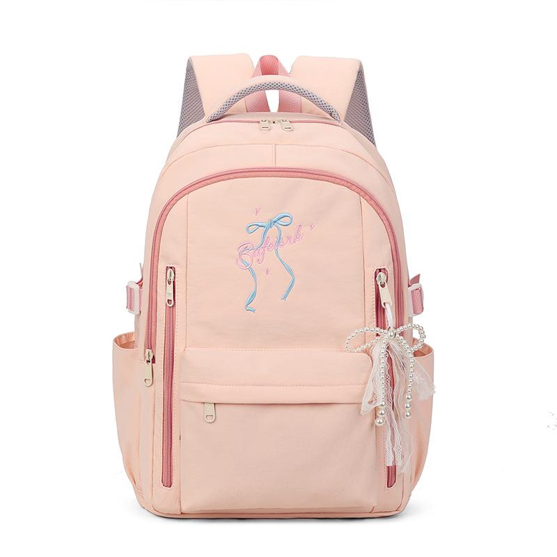 Schoolbag Spring New Girls Simple Solid Color Backpack Bag Niche Cartoon Cute High Value Schoolbag Large Capacity Schoolbag