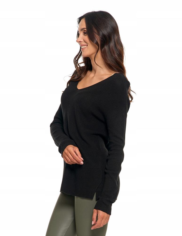 Thin Women's Classic Knitted Sweater with Long Sleeves MORAJ XL black