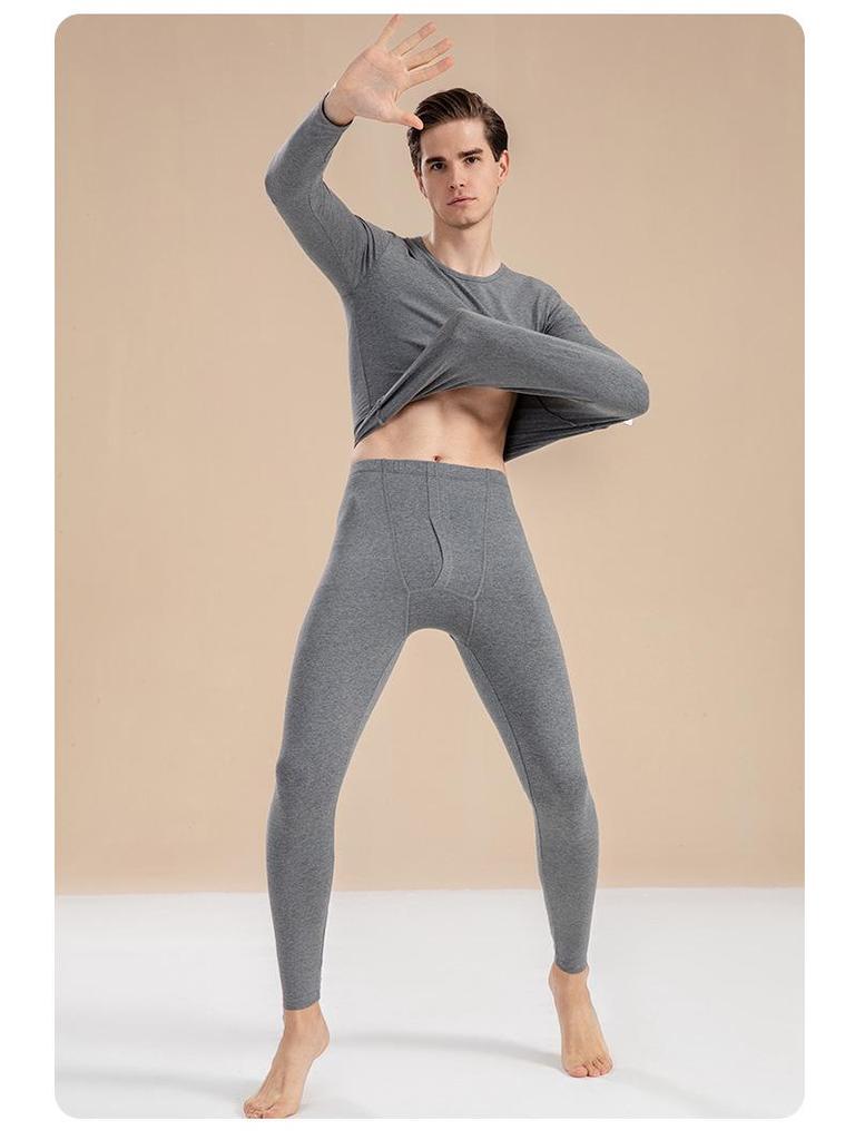 Men's Autumn Pure Cotton Thermal Set: Long Johns & Base Layer Shirt