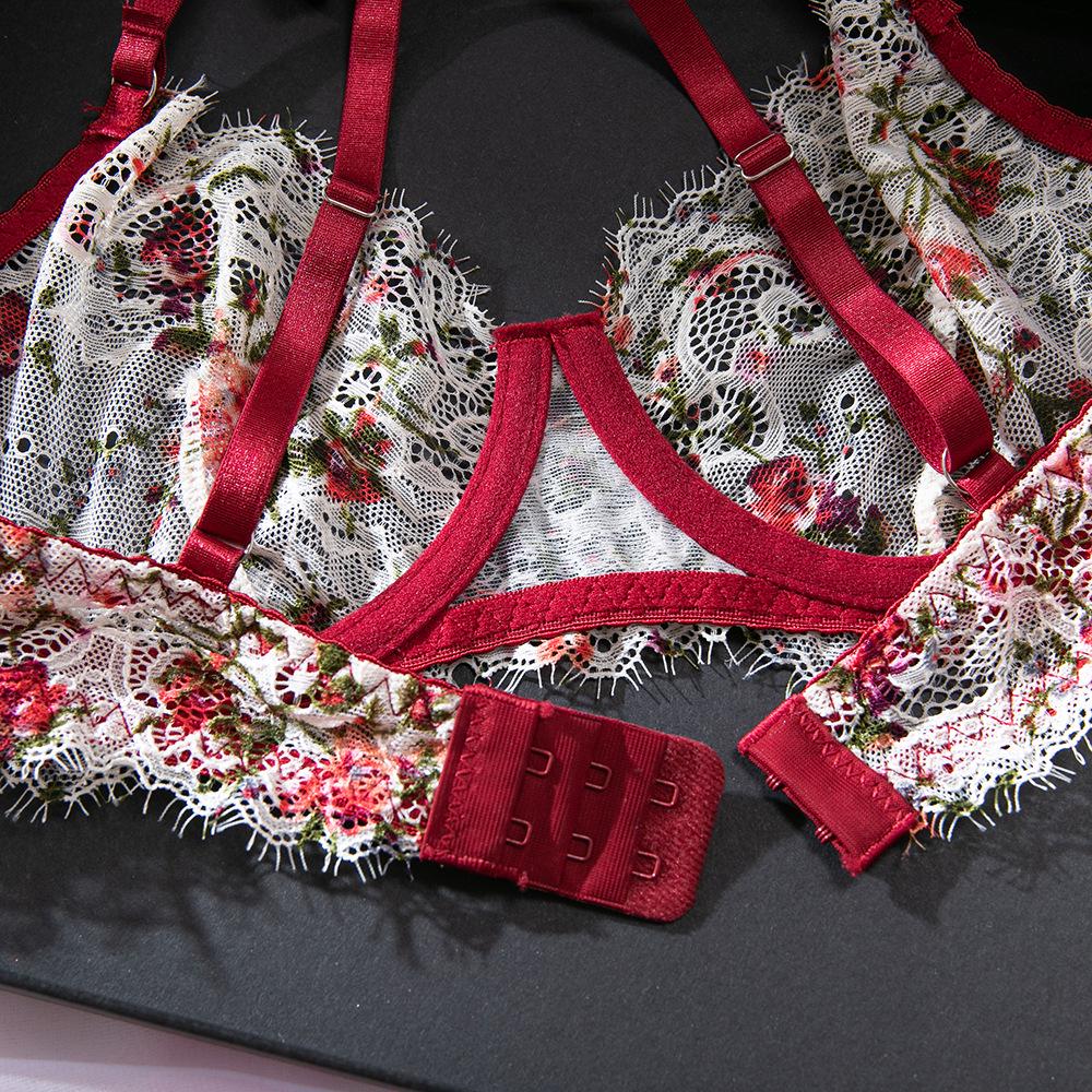 Cecilia Stylish Lace Floral Fishbone Crop Top & Bra Set - Sexy, Comfortable, Breathable Women's Wear