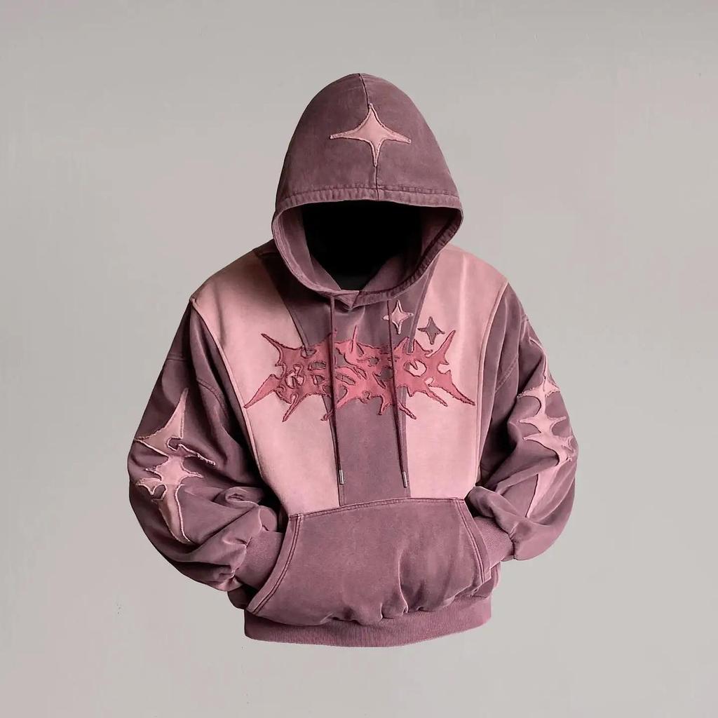 ZYLLO Hip Hop Patch Streetwear Hoodie Y2K Retro Hoodie Sweatshirt Mens Womens New Harajuku Gothic Pullover Hoodie Clothes