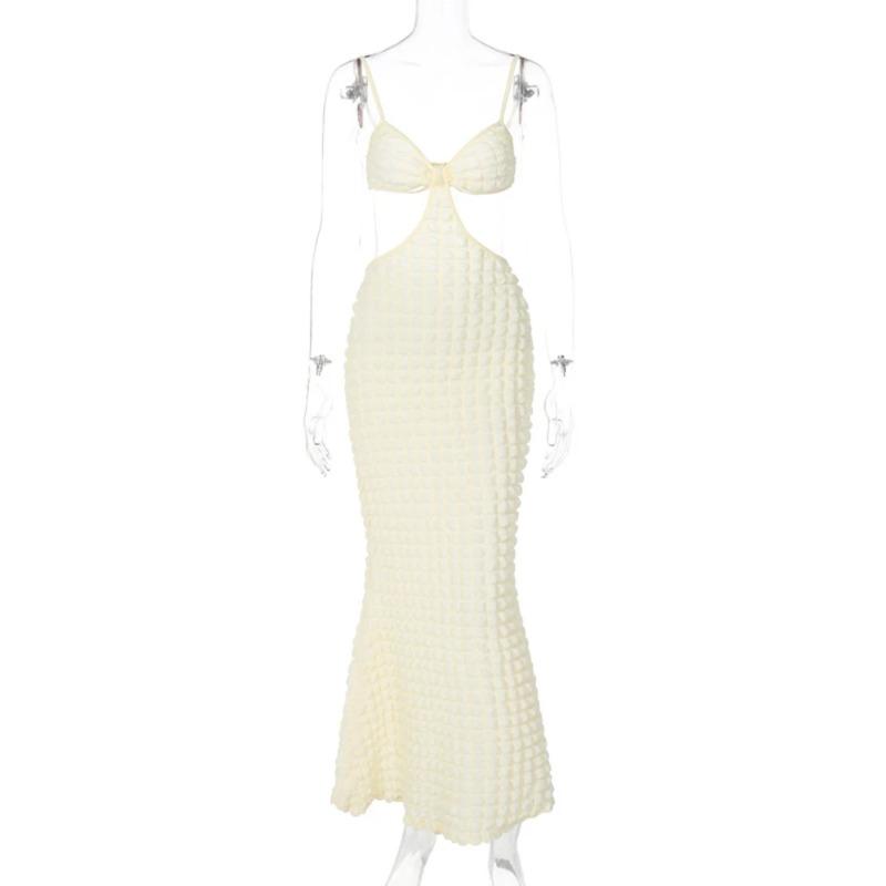 Solid Backless Plaid Strap Long Dress for Women Bodycon Sexy Party Elegant Maxi Dress Evening Birthday Outfits