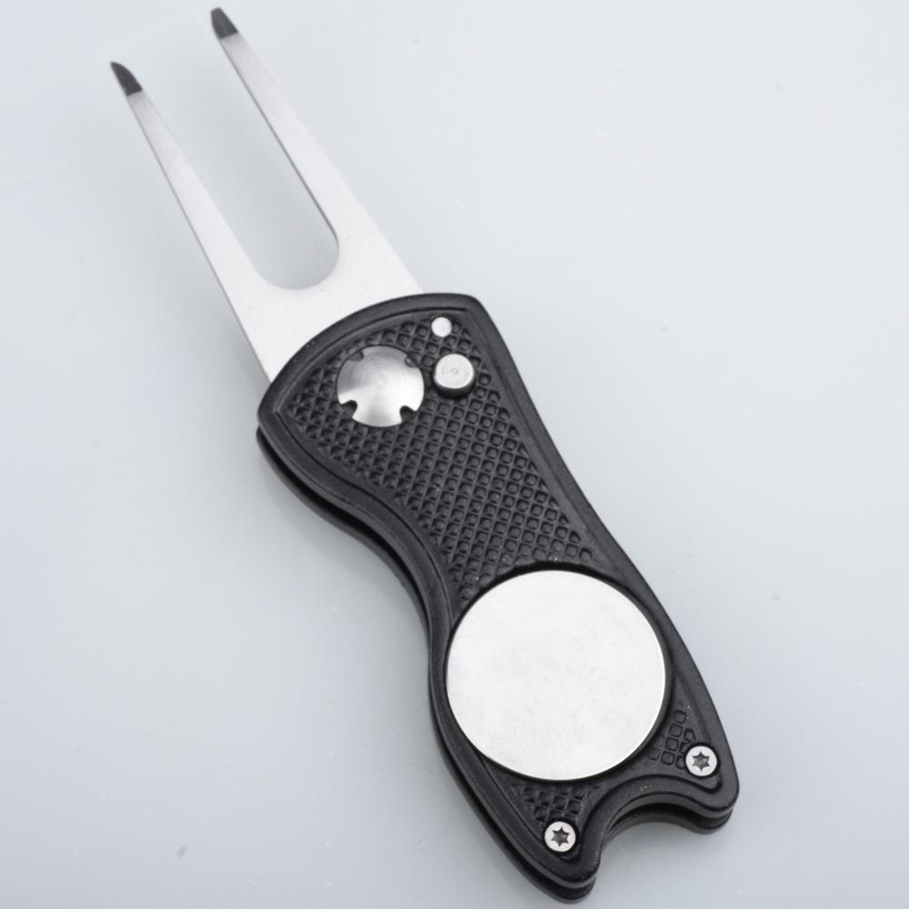 Folding Golf Green Repair Tool with Marker - Aluminum Handle