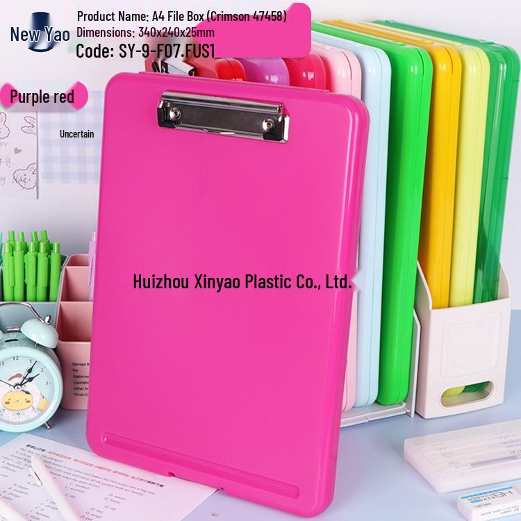 Large Capacity A4 File Box with Pen Slot & Clipboard for A5 Paper Storage