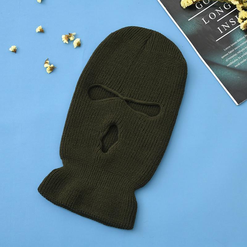 Full Face Cover Ski Mask Hat Balaclava Distressed Knitted Beanie Camouflage Men Hat Women Winter Warm Windproof Bicycle Neck Hat