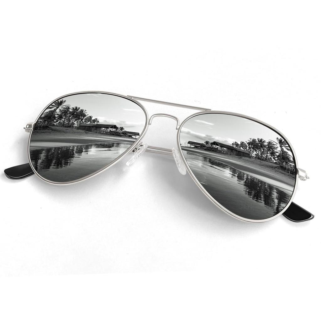 Men Retro Pilot Sunglasses Big Frame Oversized Metal UV400 Reflective Lens Trendy Driving Shades for Women