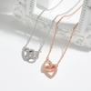 Heart Shaped Double Ring Interlocking Clavicle Chain, Japanese and Korean Niche High-end Feel Ring Interlocking Necklace