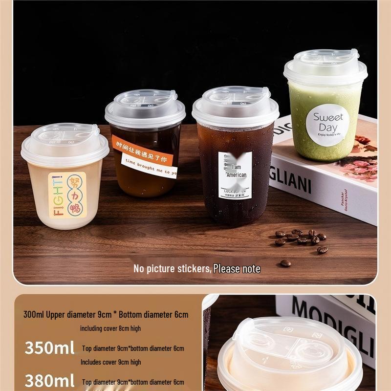 Er He Shen Thickened Disposable Plastic Cups with Direct Drink Lids