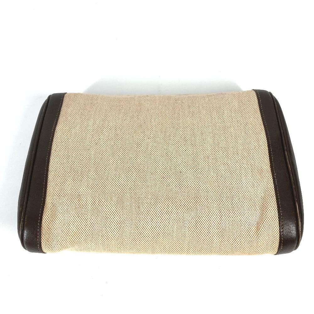 Hermes Equi Pouch Flap Bag Clutch Bag Leather/Canvas Beige/Brown