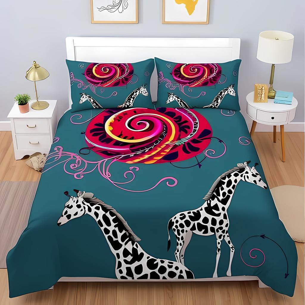 Comforter With Stylized Giraffe Design Warm Colors Toned Borders For Exotic Charm Suitable Children Kids And Adults Soft