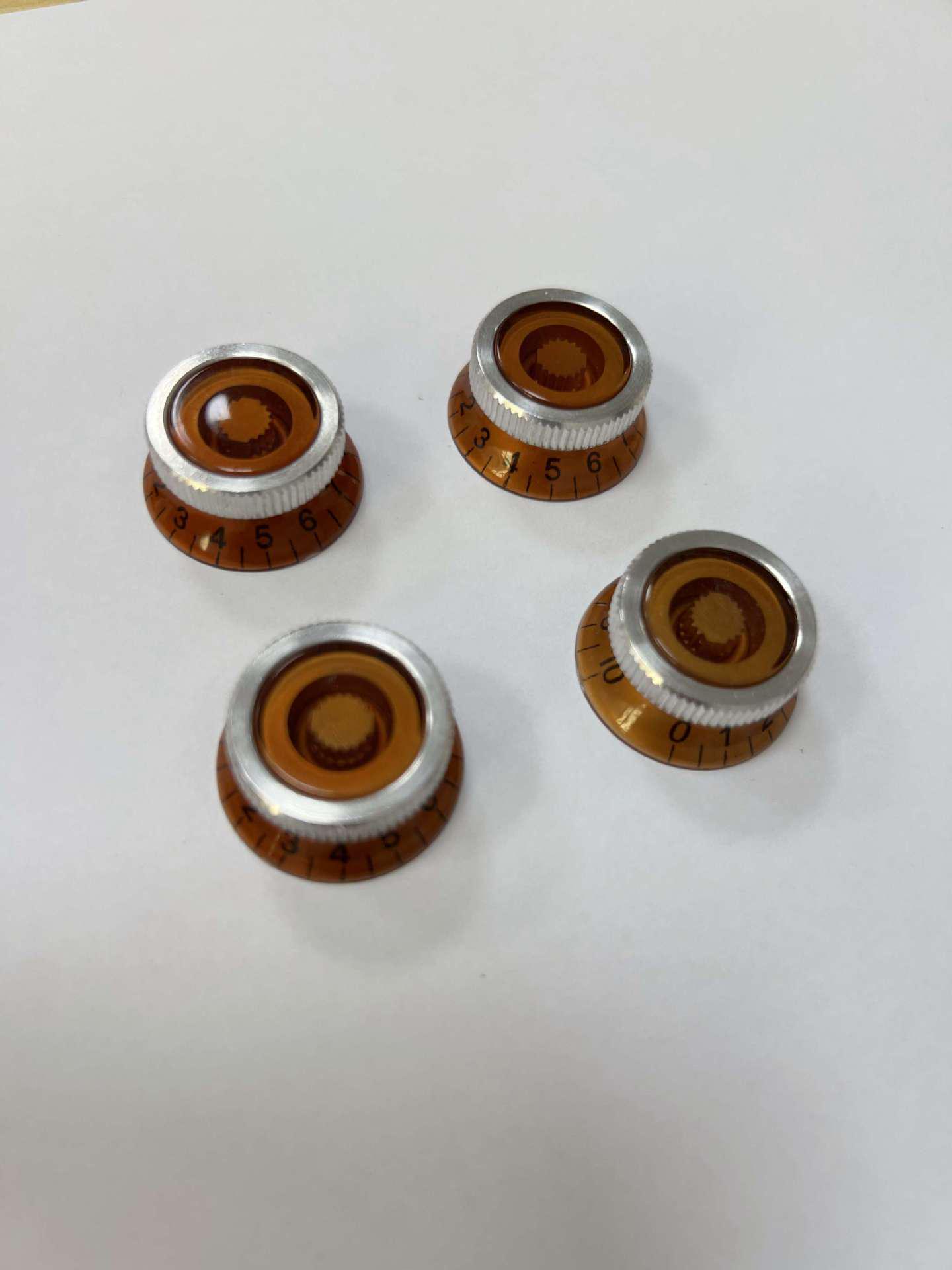 Guitar Volume Knob Potentiometer Cap 4-Pack (UFO Shape with Letters and Border)