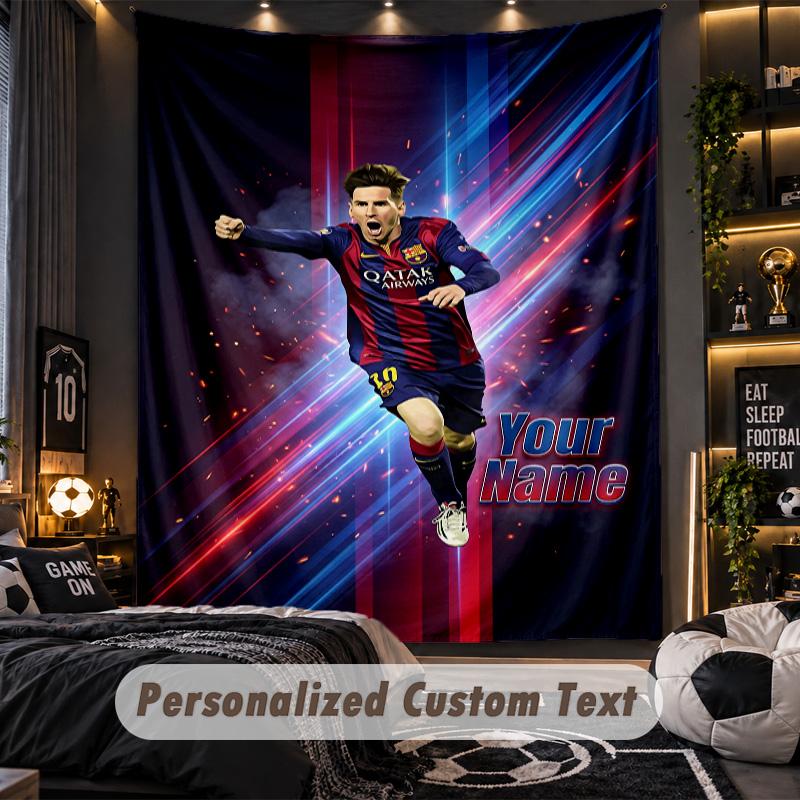 TapestryLionel Messi Custom Name Text Personalized Wall Hanging Tapestry Home Wall Decor