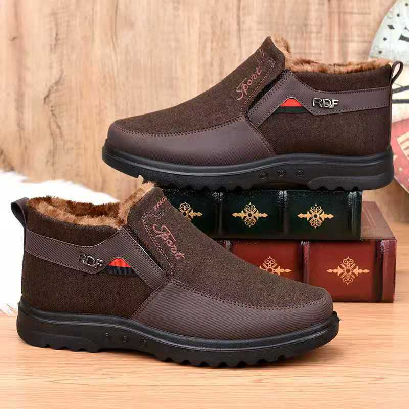 Old Beijing cotton shoes winter 2025 new high-top men's shoes warm soft-soled cotton boots piled and thickened middle-aged and elderly cloth shoes